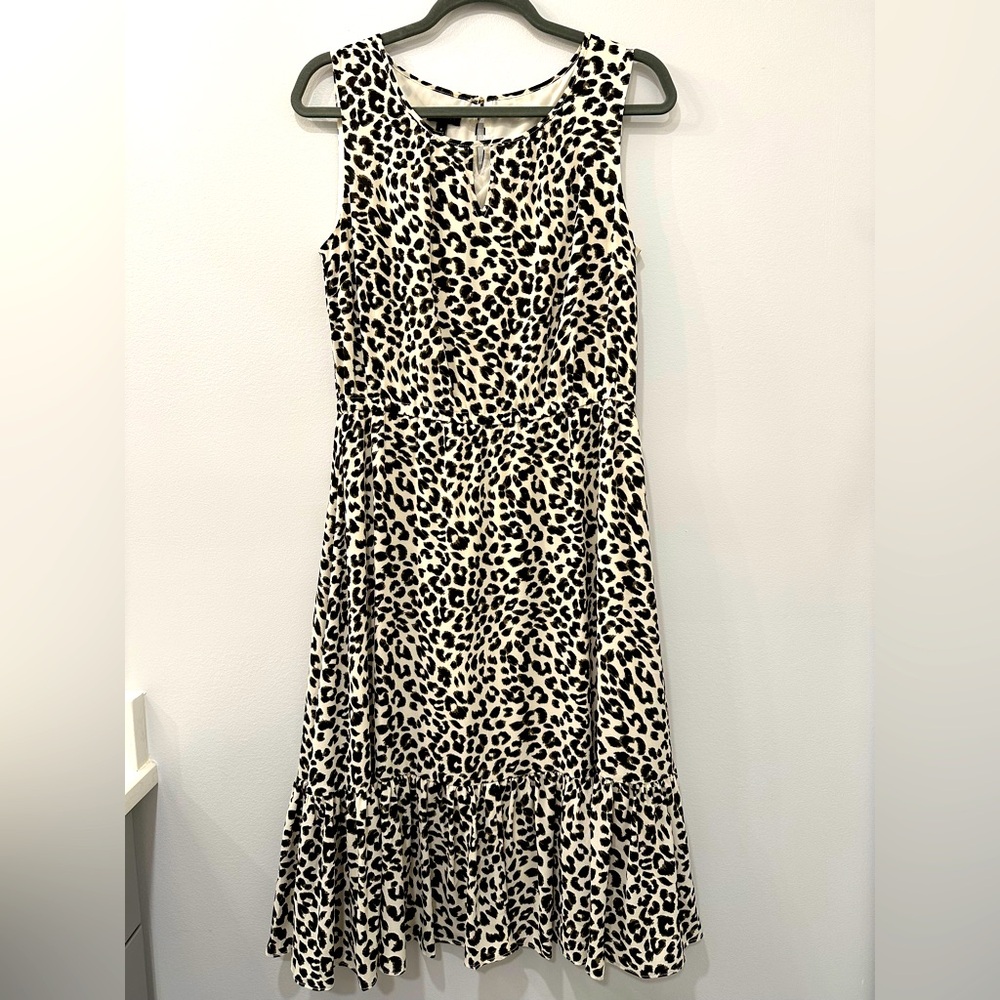 Talbots Black and White Cheetah Print Dress